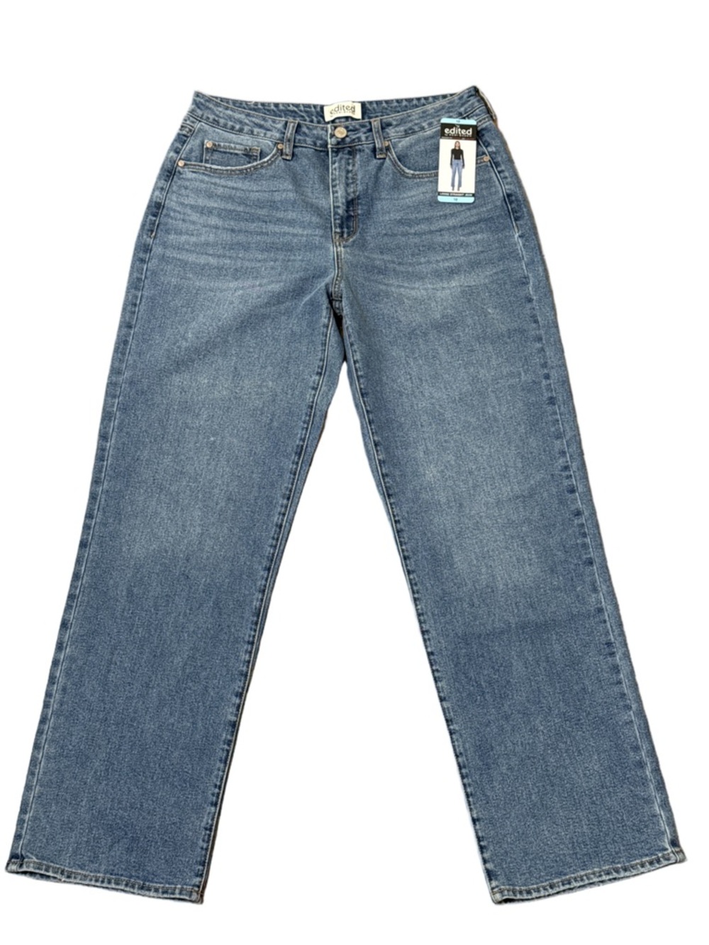 Edikted Medium Wash Straight-Leg Jeans for Women